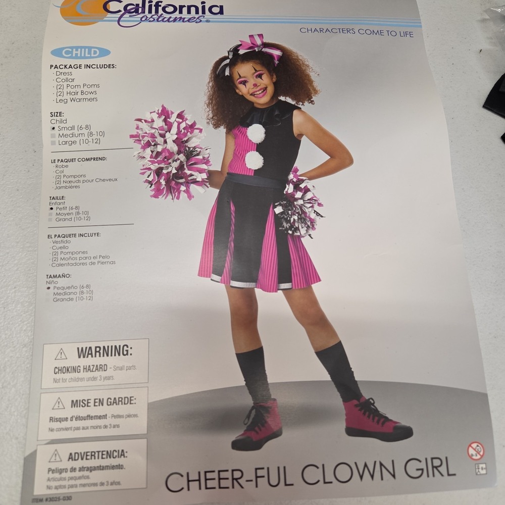 California Costumes Cheer-Ful‎ Clown Girl Costume Child Small 6-8 Complete Pink